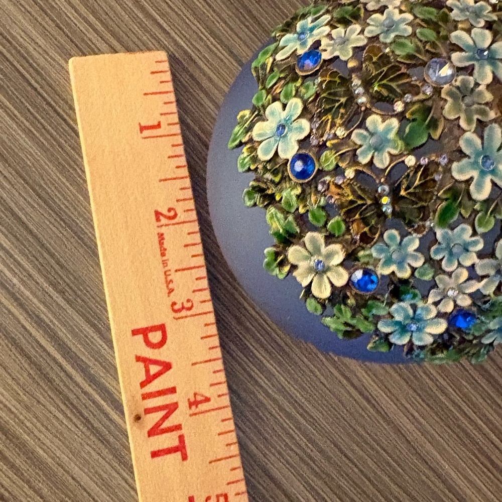Enamel Crystal Jewelled Butterfly Glass Jar Blue Frosted Glass Bottle Vanity - Picture 6 of 7